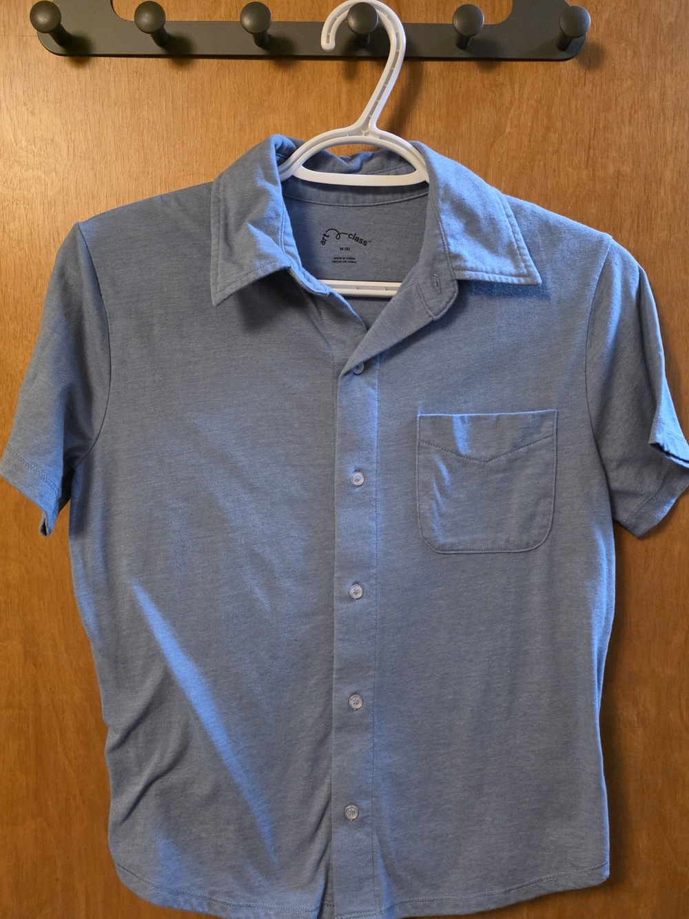art class Short-Sleeve Button Down Shirt in Heather Blue